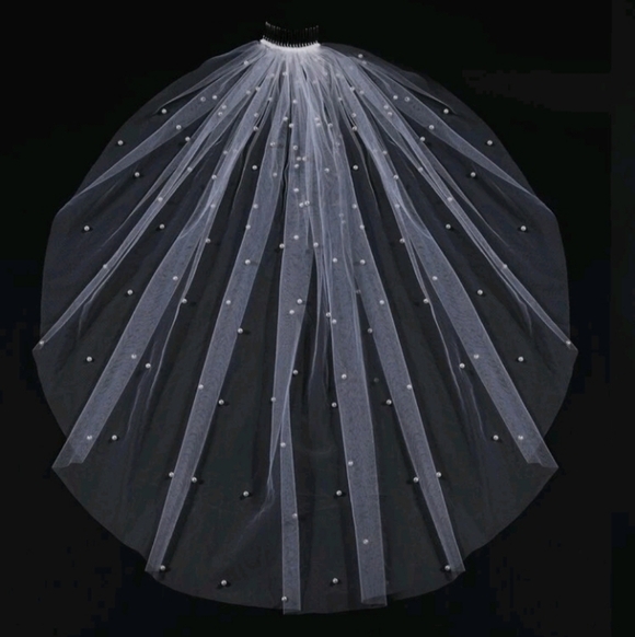 Bridal Veil White Wedding Faux Pearl Veil Comb Pearl-Embellished NEW